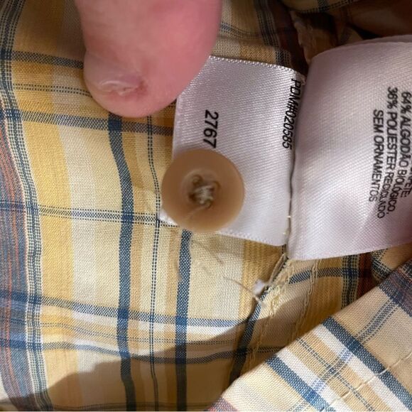 Mountain Hardwear Yellow Plaid Short Sleeve Button Up Shirt Men’s Sz M - Picture 9 of 9